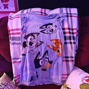 Lucy Kids Nightgown - Blue with Cartoon Characters